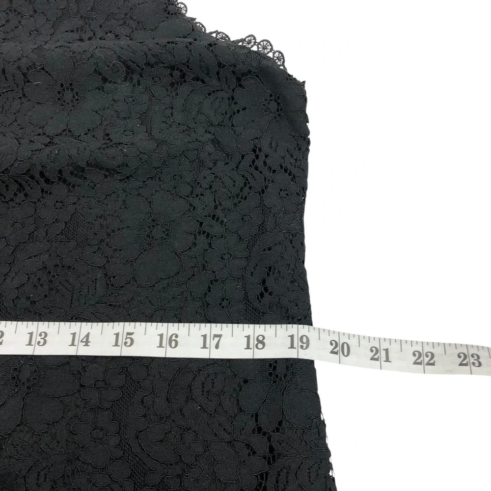 Cabi Black Floral Scalloped Eyelash Lace Top Blouse Size M #3605 Business Office